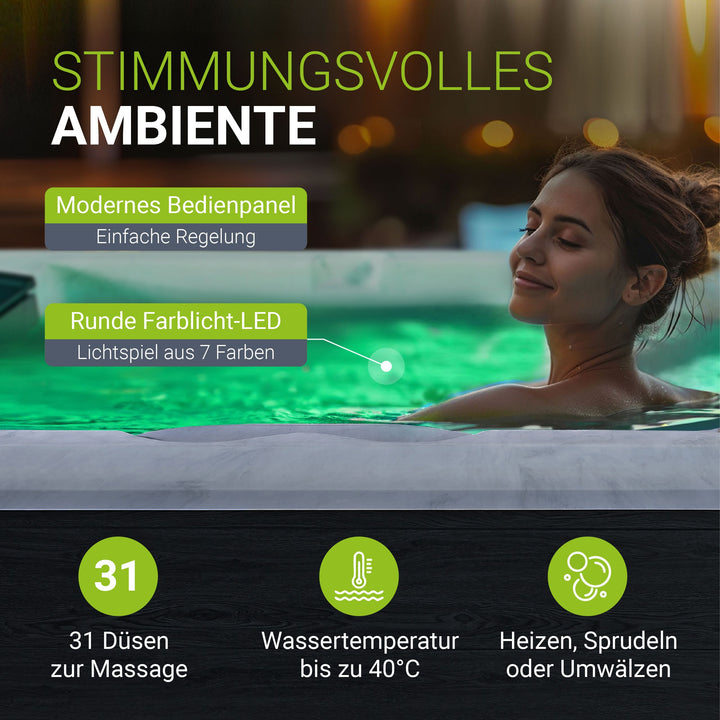 Outdoor Whirlpool Oasis mit Treppe