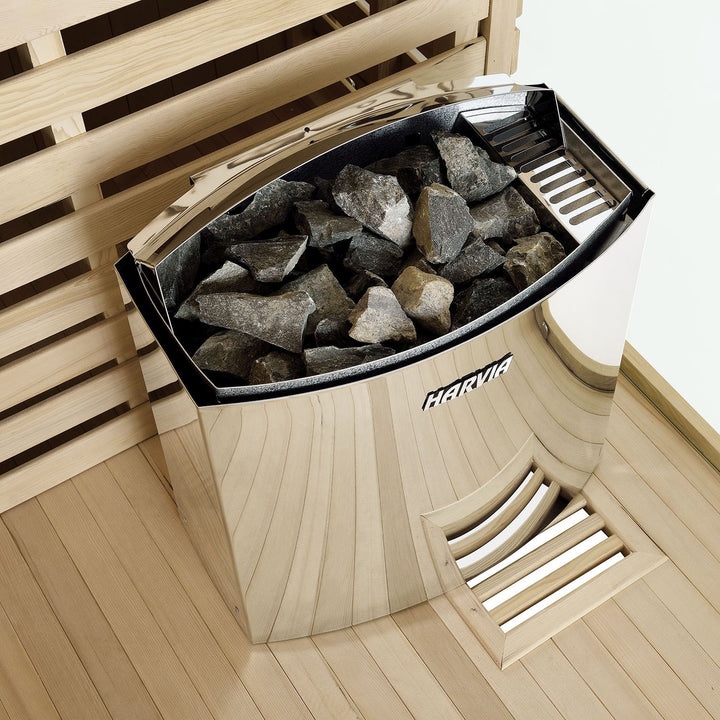 Traditionelle finnische Sauna Espoo200 mit Steinwand Premium - 200 x 200 cm 8 kW
