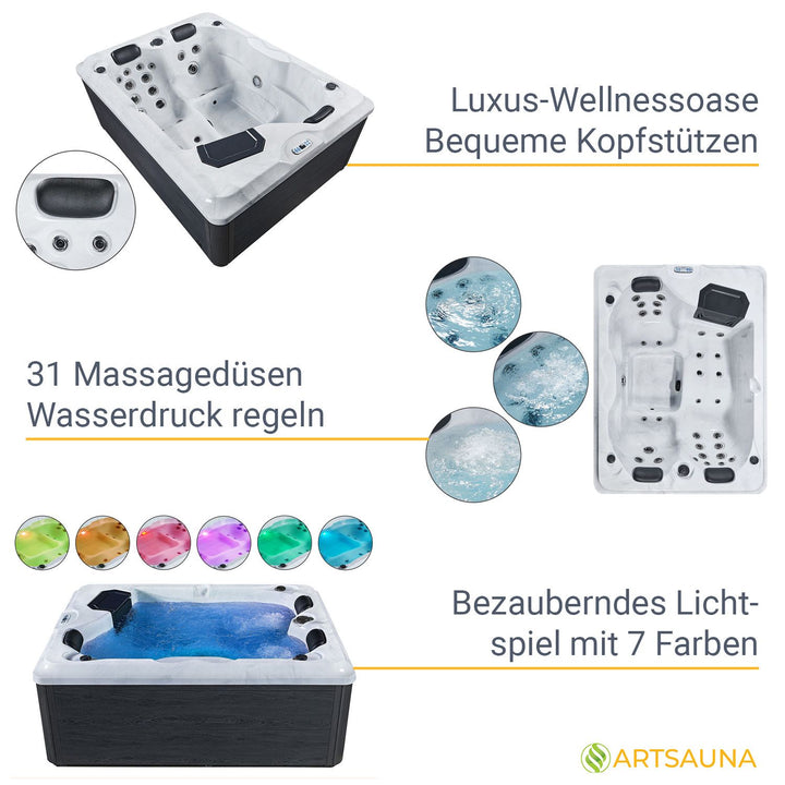 Outdoor Whirlpool Oasis mit Treppe