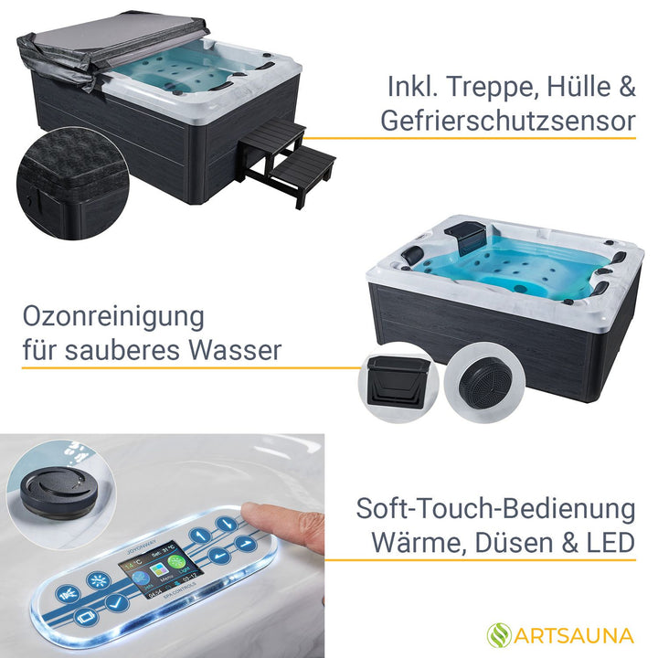 Outdoor Whirlpool Oasis mit Treppe