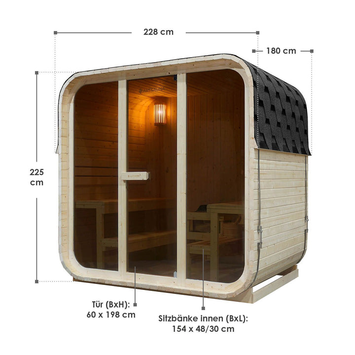 Fasssauna quadratisch Fjora
