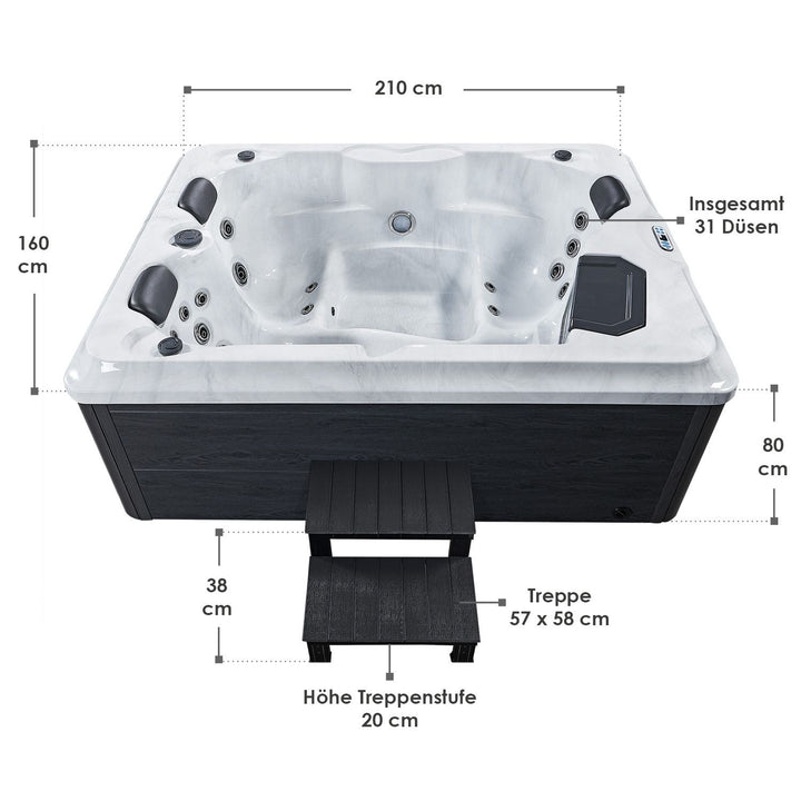 Outdoor Whirlpool Oasis mit Treppe