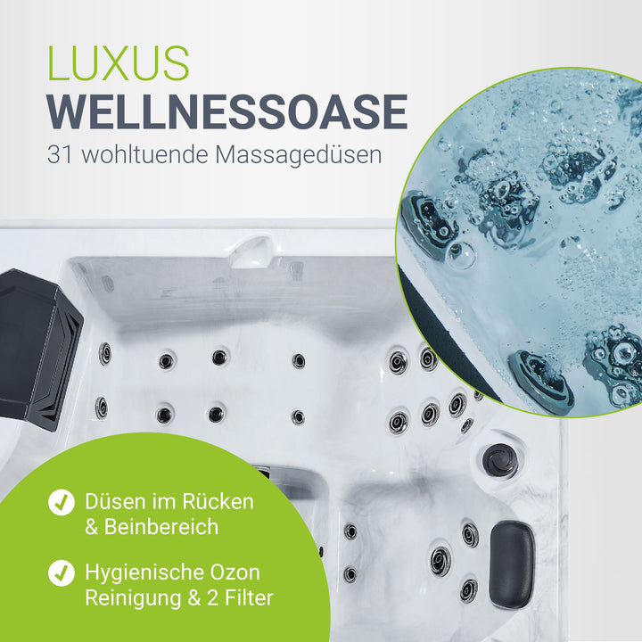 Outdoor Whirlpool Oasis mit Treppe