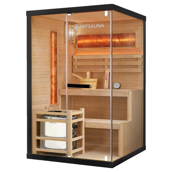 Traditionelle Sauna Vantaa 120 x 120 cm mit 3,5 kW Saunaofen