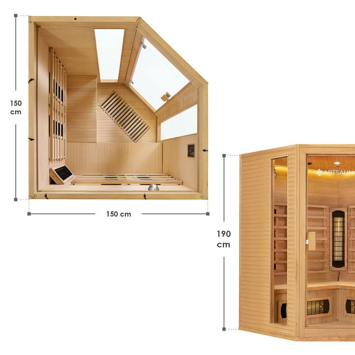 Infrarotkabine Nyborg E150V mit Vollspektrum-, Flächenstrahlern & Hemlockholz