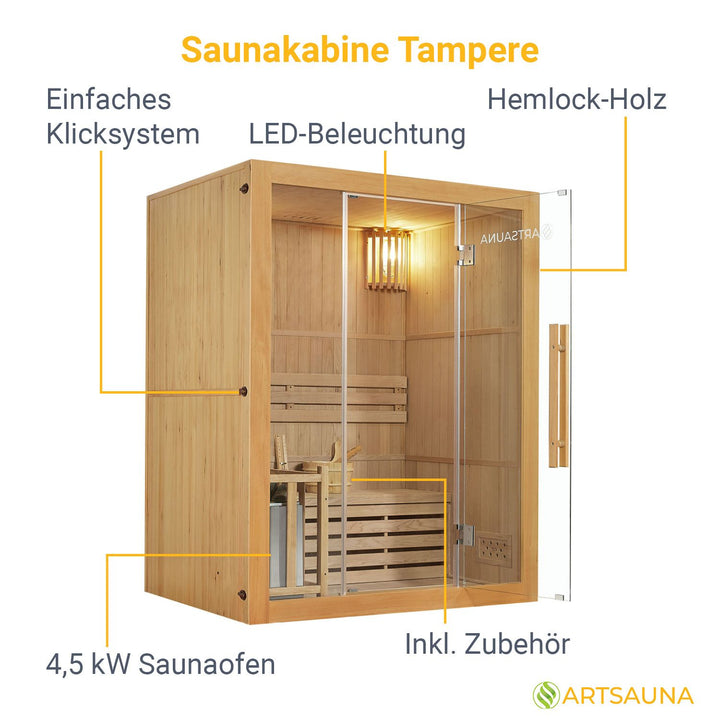 Finnische Indoor Sauna Tampere 4,5 kW