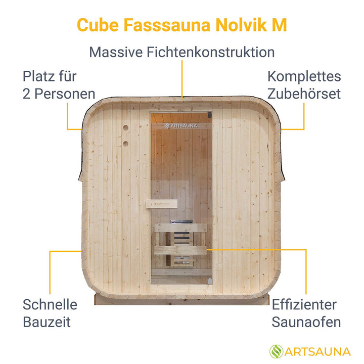 Fasssauna quadratisch Nolvik M