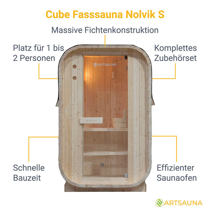 Fasssauna quadratisch Nolvik S