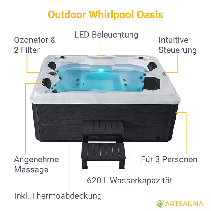 Outdoor Whirlpool Oasis mit Treppe