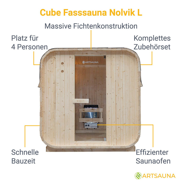 Fasssauna quadratisch Nolvik L