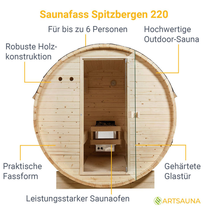 Outdoor Fasssauna Spitzbergen 220