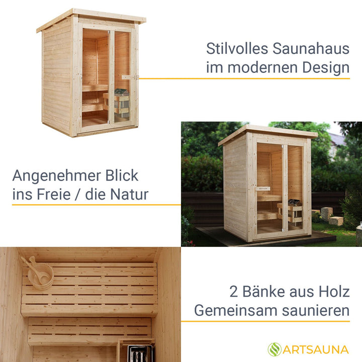 Outdoor Sauna Varberg 145 x 150 cm mit 4,5 kW Saunaofen