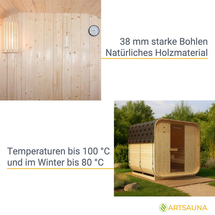 Fasssauna quadratisch Nolvik XL