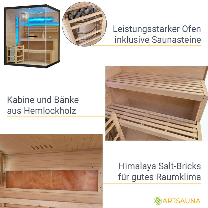 Traditionelle Sauna Vantaa 150 x 140 cm mit 4,5 kW Saunaofen