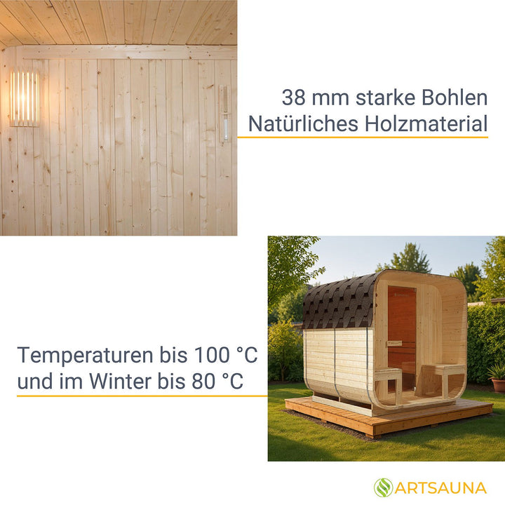 Fasssauna quadratisch Nolvik XXL