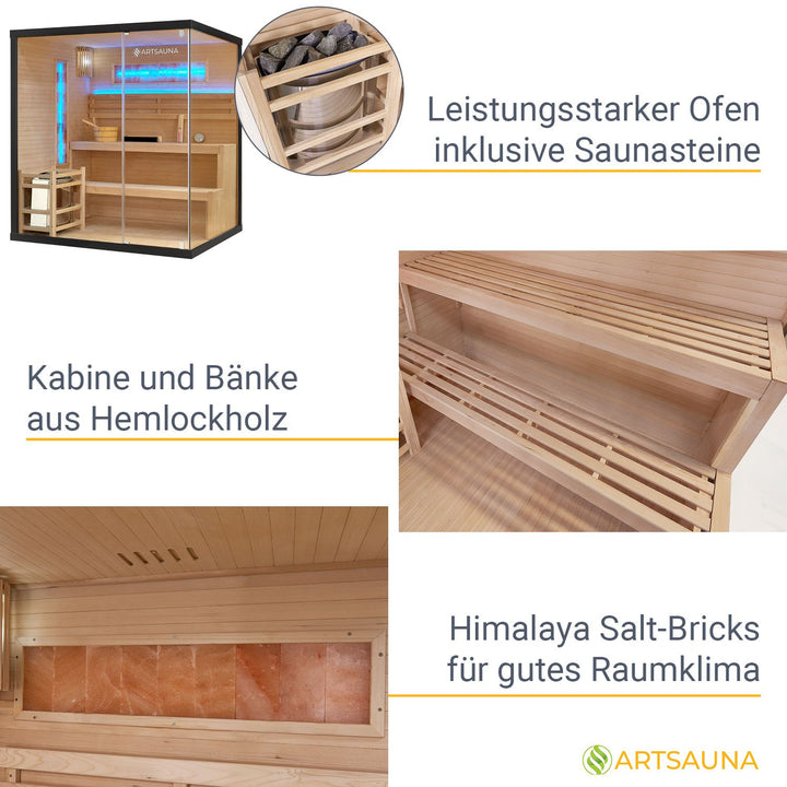 Indoor Sauna Vantaa 175 mit Salzsteinen