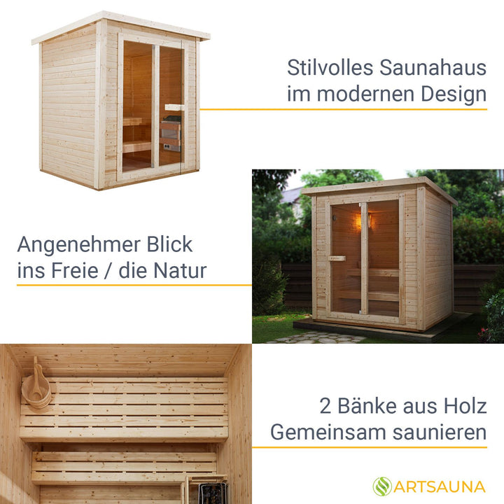 Outdoor Sauna Varberg 200 x 160 cm mit 8 kW Saunaofen