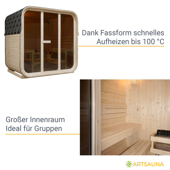 Fasssauna quadratisch Fjora