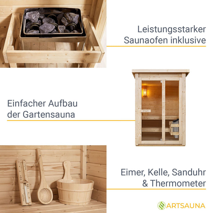 Outdoor Sauna Varberg 145 x 150 cm mit 4,5 kW Saunaofen