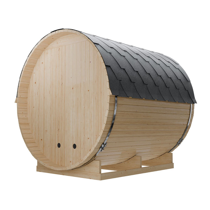 Outdoor Fasssauna Spitzbergen 220 mit zwei Bänken